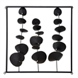 Wall Decor with Textured Leaves and Metal Frame in Black