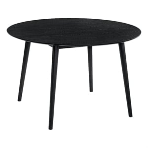 Dining Table with Wood and Rounded Tapered Legs- Black