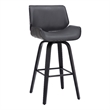 30 Inch Bar Stool with Curved Padded Back and Seat- Gray