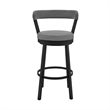 Swivel Counter Barstool with Curved Open Back and Metal Legs- Light Gray