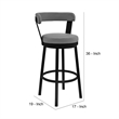 Swivel Counter Barstool with Curved Open Back and Metal Legs- Light Gray