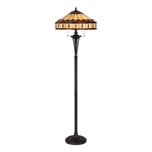 Xia 61 Inch Style Vintage Floor Lamp- Glass Shade- Antique Bronze