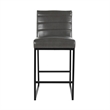 Vinn 26 Inch Modern Counter Stool- Channel Tufted- Vegan Faux Leather- Gray