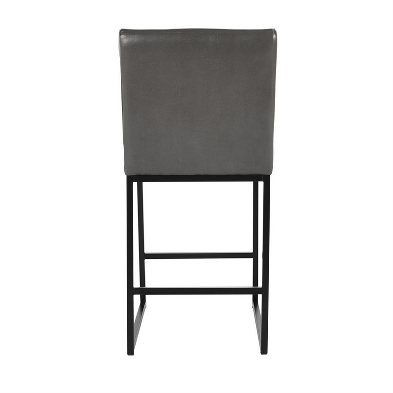 Vinn 26 Inch Modern Counter Stool- Channel Tufted- Vegan Faux Leather- Gray