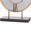 15 Inch Modern Table Clock- Round Mirrored Frame- Gold Metal Accent Trim
