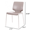 Cid Fiji 18 Inch Stackable Dining Chair- Set of 2- Light Gray Vegan Leather