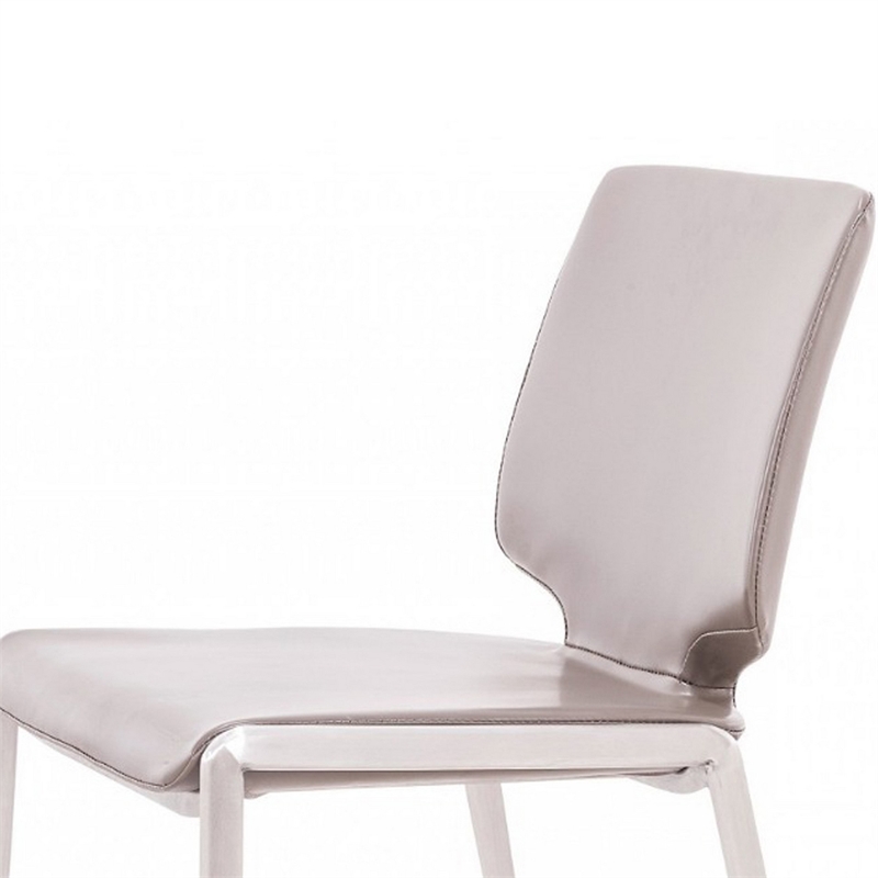 Cid Fiji 18 Inch Stackable Dining Chair- Set of 2- Light Gray Vegan Leather