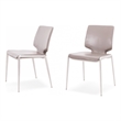 Cid Fiji 18 Inch Stackable Dining Chair- Set of 2- Light Gray Vegan Leather