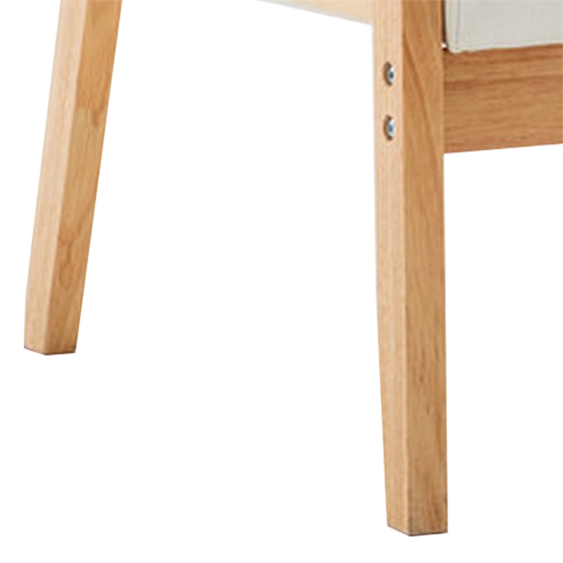 Colin 26 Inch Modern Chair- Padded Cushions- Wood Arms and Legs- Beige