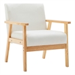 Colin 26 Inch Modern Chair- Padded Cushions- Wood Arms and Legs- Beige