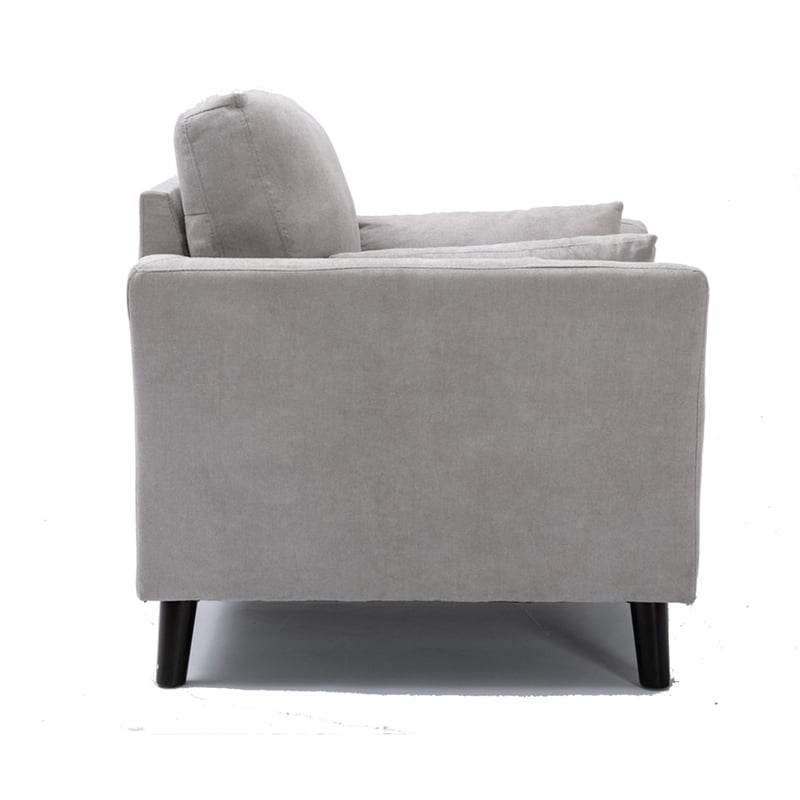 Otto 37 Inch Armchair- Pocket Coil Springs- 2 Throw Pillows- Gray Linen Fabric