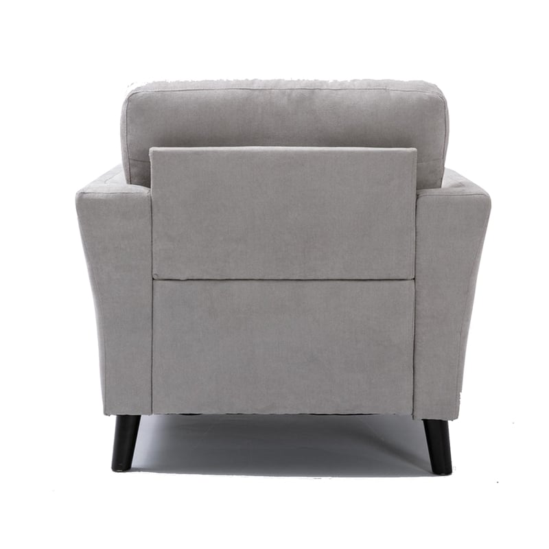 Otto 37 Inch Armchair- Pocket Coil Springs- 2 Throw Pillows- Gray Linen Fabric