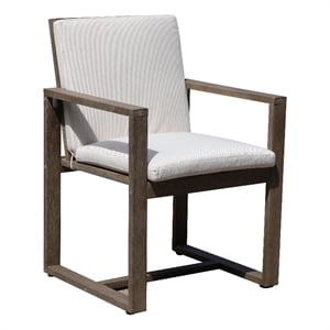 Neji 24 Inch Dining Chair- Burnt Brown Eucalyptus Wood Frame- Thick Cushion