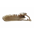 14 Inch Double Leaf Decorative Bowl- Firm Aluminum- Textured Gold Finish