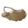 14 Inch Double Leaf Decorative Bowl- Firm Aluminum- Textured Gold Finish