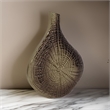 Zelo 11 Inch Decorative Vase- Aluminum- Webbed Design- Bottleneck- Gold