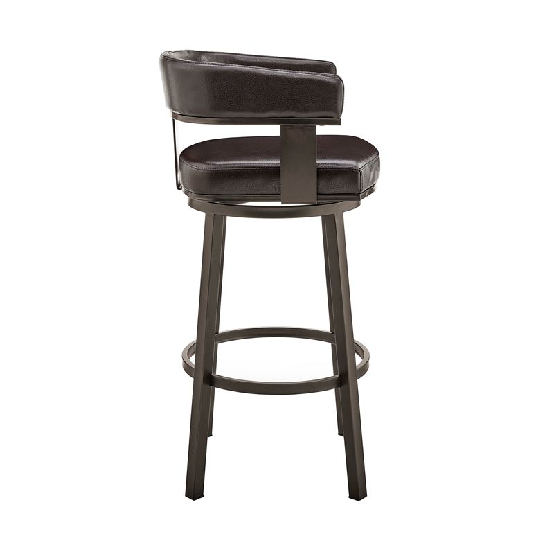 Jack 26 Inch Counter Height Bar Stool- Swivel Chair- Faux Leather- Brown