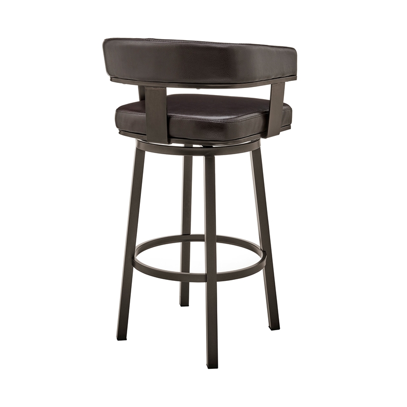 Jack 26 Inch Counter Height Bar Stool- Swivel Chair- Faux Leather- Brown
