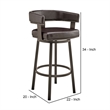 Jack 26 Inch Counter Height Bar Stool- Swivel Chair- Faux Leather- Brown