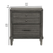 Ceila 27 Inch Classic 2 Drawer Nightstand- Round Tapered Legs- Gray Finish