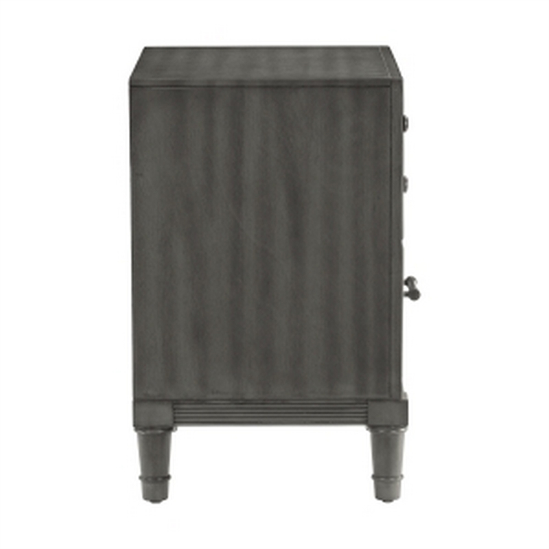 Ceila 27 Inch Classic 2 Drawer Nightstand- Round Tapered Legs- Gray Finish