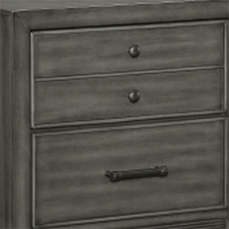 Ceila 27 Inch Classic 2 Drawer Nightstand- Round Tapered Legs- Gray Finish