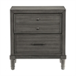 Ceila 27 Inch Classic 2 Drawer Nightstand- Round Tapered Legs- Gray Finish