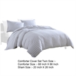 2 Piece Twin Size Comforter and Sham Set- Black Pinstripe Pattern- White