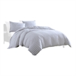 2 Piece Twin Size Comforter and Sham Set- Black Pinstripe Pattern- White