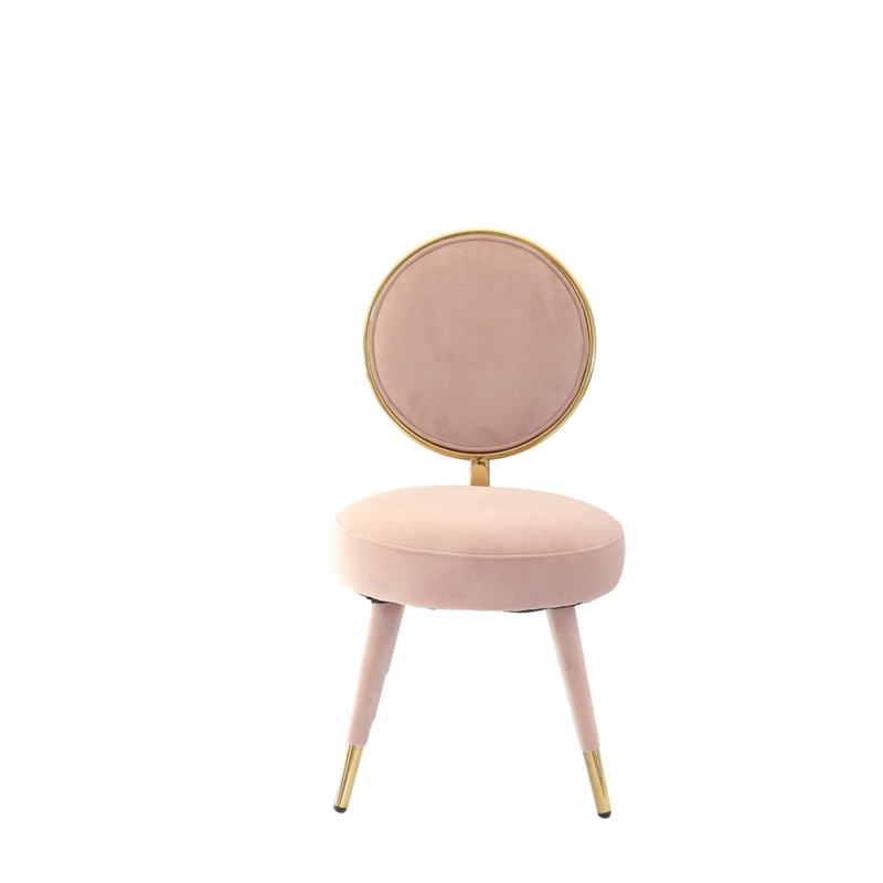 Cid 21 Inch Modern Glam Accent Chair- Round Backrest- Set of 2- Pink Velvet