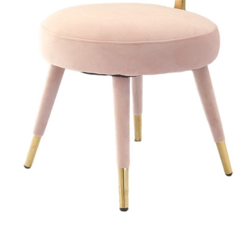 Cid 21 Inch Modern Glam Accent Chair- Round Backrest- Set of 2- Pink Velvet