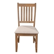 Tess 24 Inch Set of 2 Dining Side Chair- Slatted Back- Beige Cushion- Brown