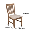 Tess 24 Inch Set of 2 Dining Side Chair- Slatted Back- Beige Cushion- Brown