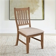 Tess 24 Inch Set of 2 Dining Side Chair- Slatted Back- Beige Cushion- Brown