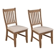 Tess 24 Inch Set of 2 Dining Side Chair- Slatted Back- Beige Cushion- Brown