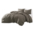 Edge 4 Piece Queen Size Duvet Comforter Set- Washed Linen- Charcoal Gray