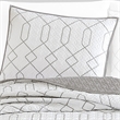 Jim 2 Piece Twin Size Reversible Coverlet Set- Geometric White and Gray