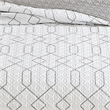 Jim 2 Piece Twin Size Reversible Coverlet Set- Geometric White and Gray