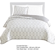 Jim 2 Piece Twin Size Reversible Coverlet Set- Geometric White and Gray