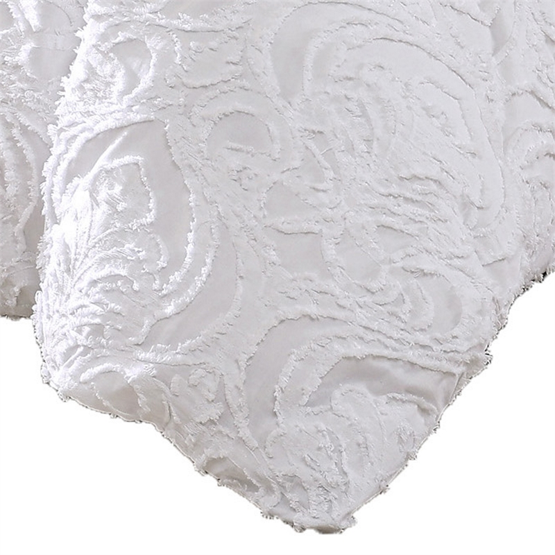 Kile Modern 6 Piece Queen Size Duvet Comforter Set- White Medallion Pattern