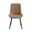 Eli 20 Inch Parson Style Dining Chair- Vegan Leather- Set of 2- Tan Brown