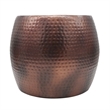 20 Inch Classic Iron Low Accent Table- Round Top- Drum Shape- Brown