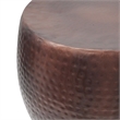 20 Inch Classic Iron Low Accent Table- Round Top- Drum Shape- Brown