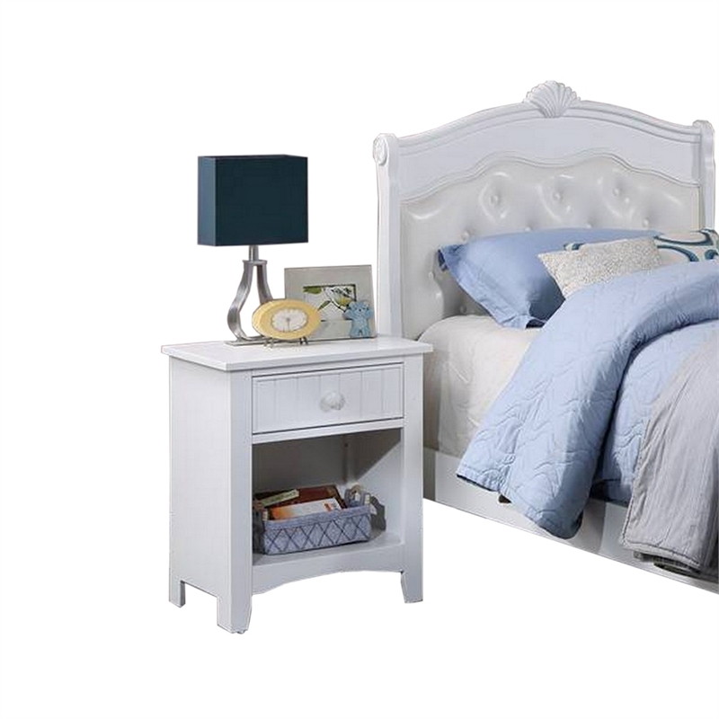 Zola Modern Curved Full Size Bed- Tufted White Faux Leather Upholstered