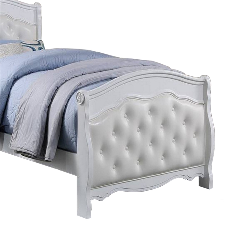 Zola Modern Curved Full Size Bed- Tufted White Faux Leather Upholstered
