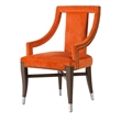24 Inch Accent Chair- Modern Style Velvet- Open- Sloped Arms- Orange- Black