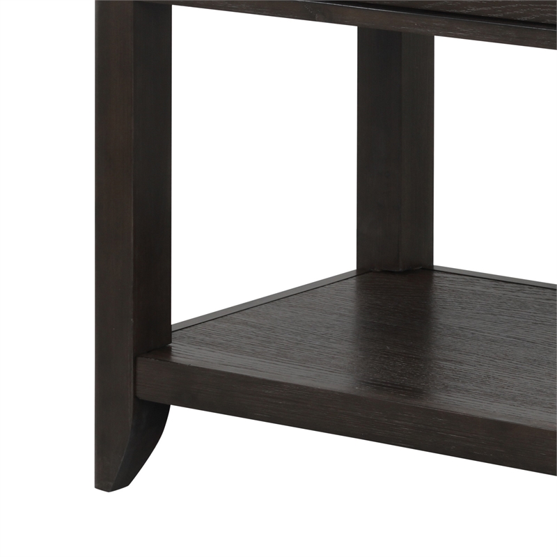 Joni 48 Inch Side Console Table- Acacia Wood- 2 Drawer- 1 Shelf- Espresso