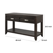 Joni 48 Inch Side Console Table- Acacia Wood- 2 Drawer- 1 Shelf- Espresso