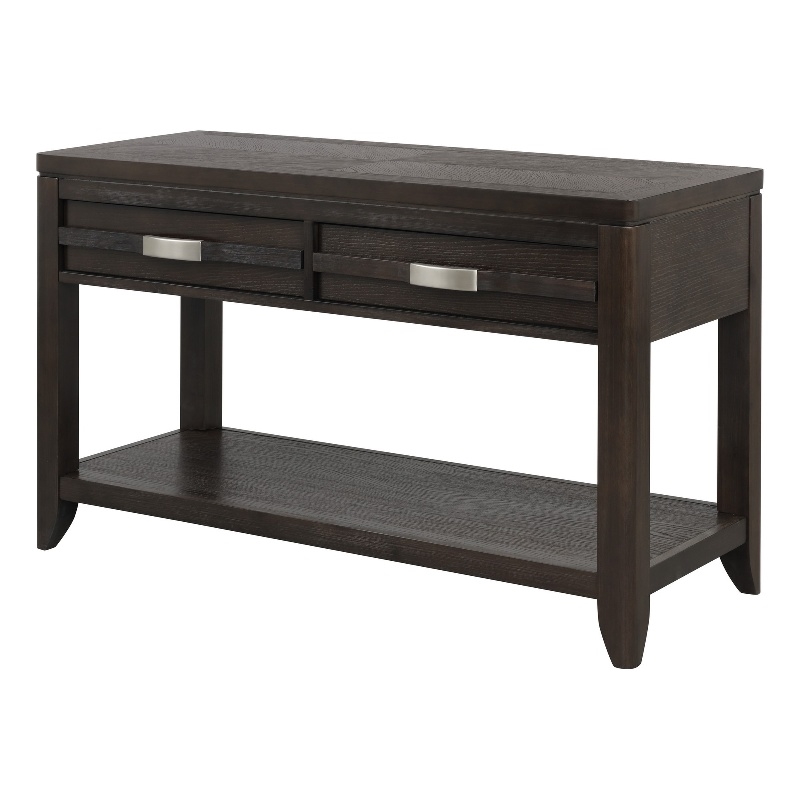 Joni 48 Inch Side Console Table- Acacia Wood- 2 Drawer- 1 Shelf- Espresso