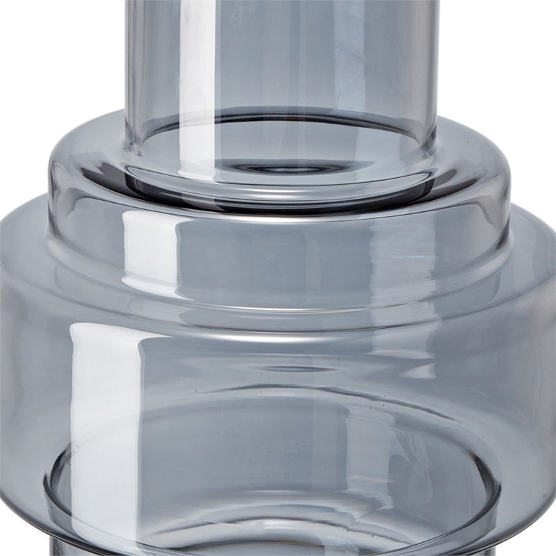 Alma 14 Inch Modern Vase- Geometric Design- Silver Luster Glass Frame